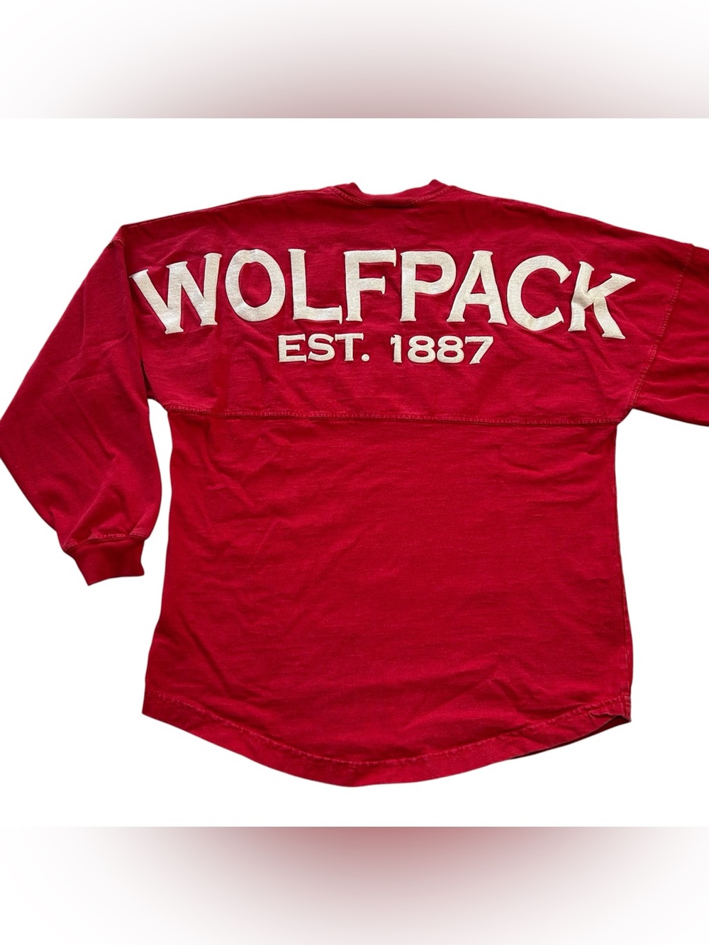 NC State Wolfpack Spirit Jersey Long Sleeve Shirt Red Puff Print Women’s XS NCAA